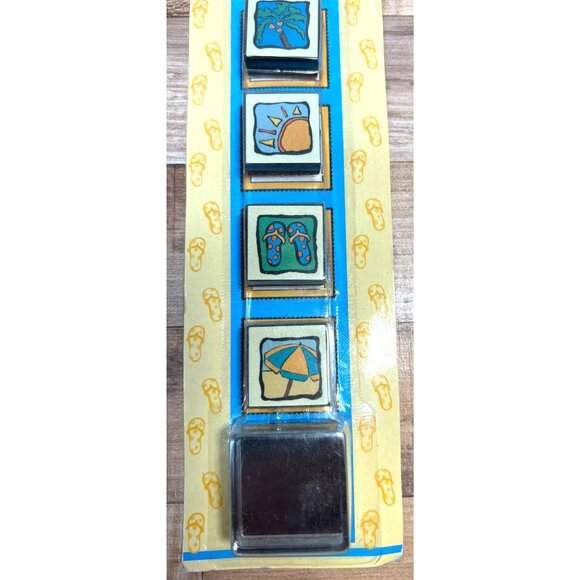 Vacation-Themed Rubber Stamp Set W/ Ink Pad By Plaid All Night Media For Card C - Picture 3 of 4